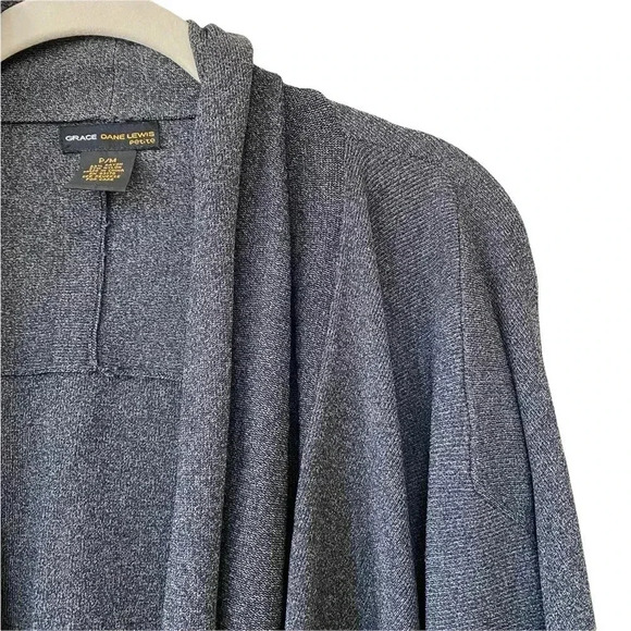 Grace Dane Lewis Gray Open Front Drape Cardigan Medium Petite Long Sleeves - Picture 4 of 9